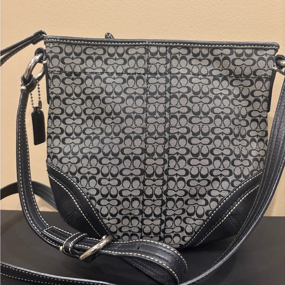Coach Soho Signature Mini C Jacquard/Leather Crossbody Bag – Black – Y2K